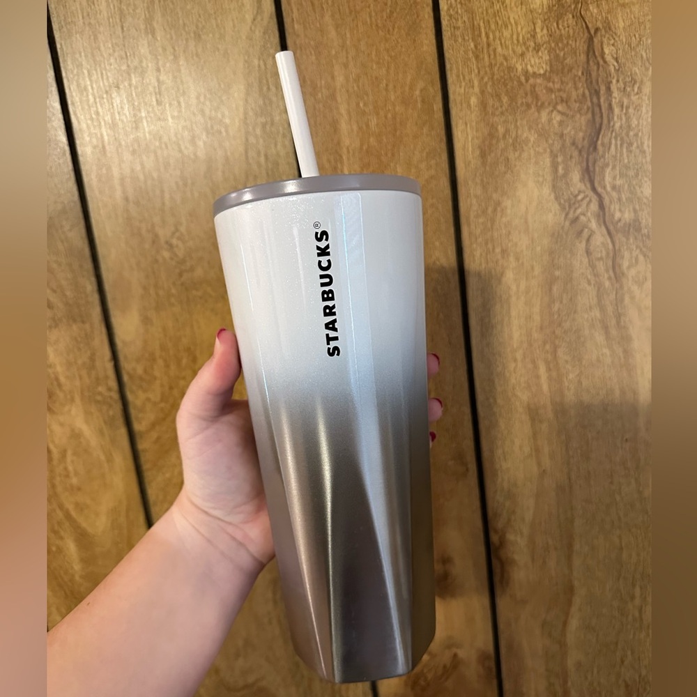 Starbucks White/Silver Ombre Stainless Steel 2021 Holiday Tumbler Cup